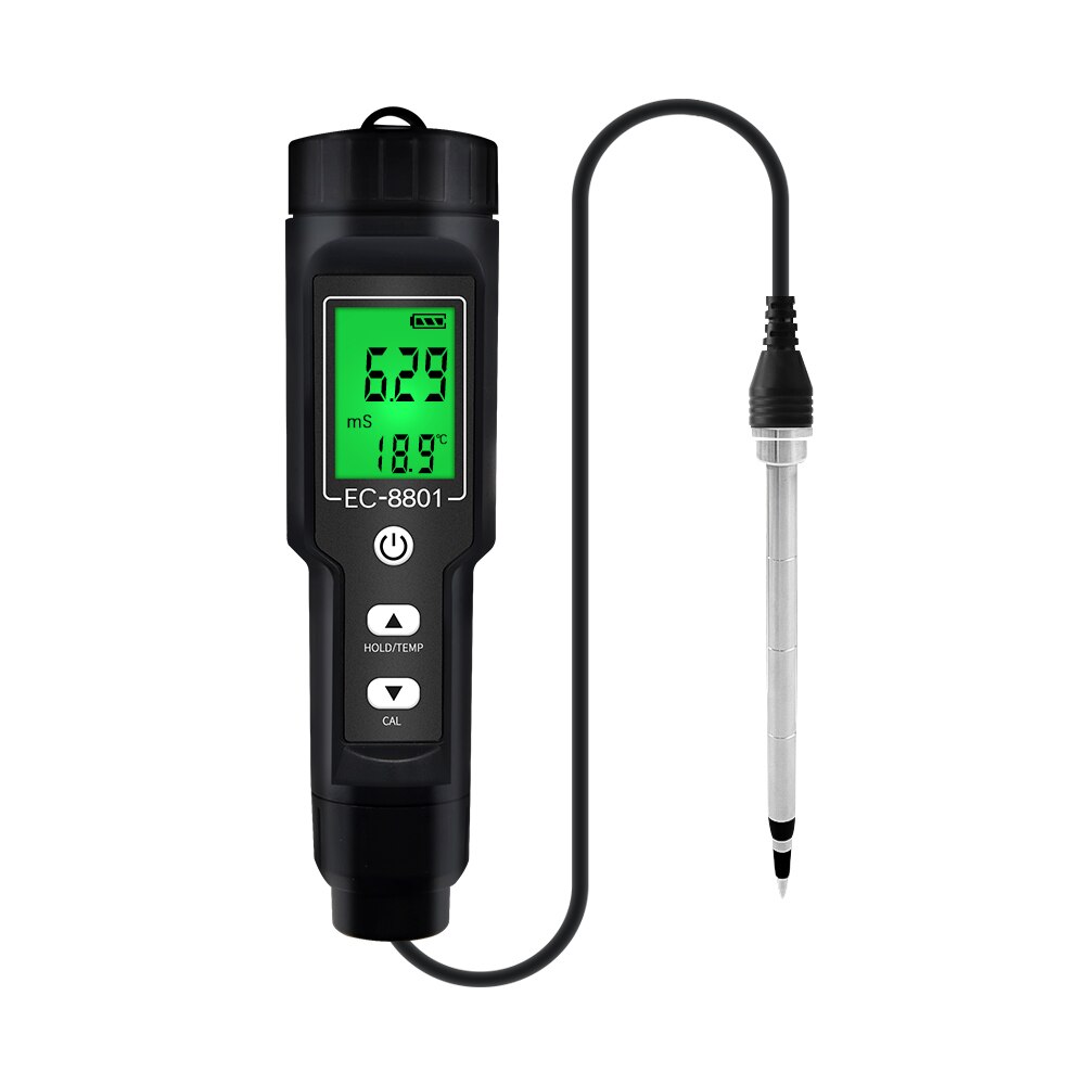 2 In 1 Soil Meter EC Temperature Soil Tester Meter Farm Measurement Backlit Display Removable Electrode Waterproof Test Planting: EC-8801B Backlight