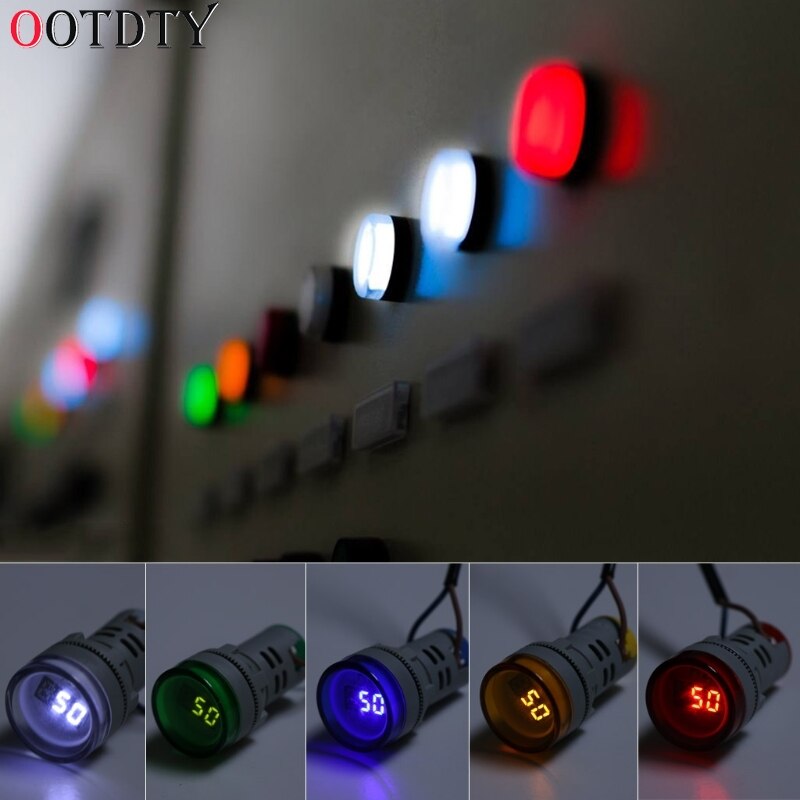 OOTDTY 22mm Hertz AC Frequency Meter LED Digital Display Indicator Signal Lamp Lights