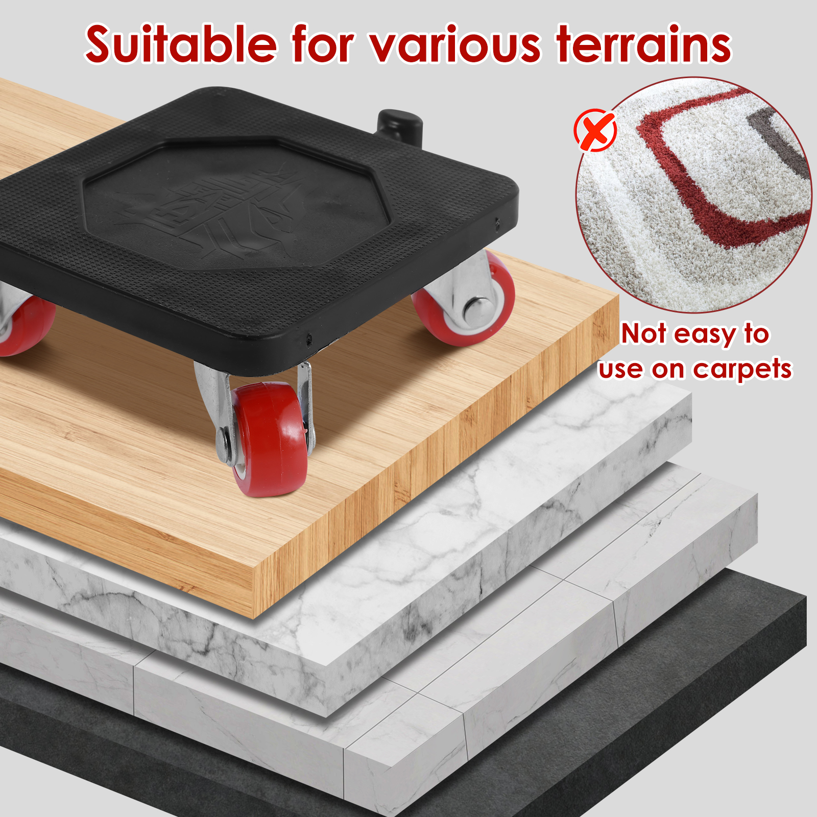 Kit de herramientas de manipulación de rodillos elevadores de muebles de alta resistencia, deslizador de elevación de electrodomésticos que ahorra trabajo de 880LB para manipulación de muebles grandes