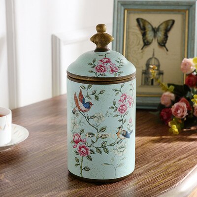 Tarros de cerámica Vintage para cocina, tarros de almacenamiento Retro, lata para té, dulces, azúcar, organizador de ollas pintadas, latas de cocina: D