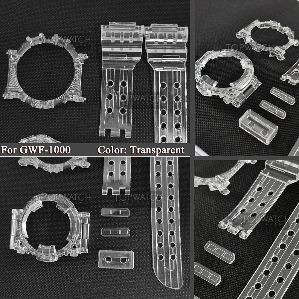 Voor GWF-1000 Band Rubber Horlogeband Ijs Transparant Siliconen Horloge Bands En Case Cover Waterdichte Sport Horlogebanden Met Gereedschap