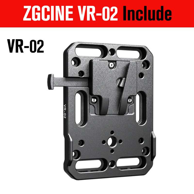 ZGCINE VR-01 VR-02 VR-05 V Mount Battery Plate W/ Rod Clamp standard V Lock battery plate adapter with automatic Lock protection: black