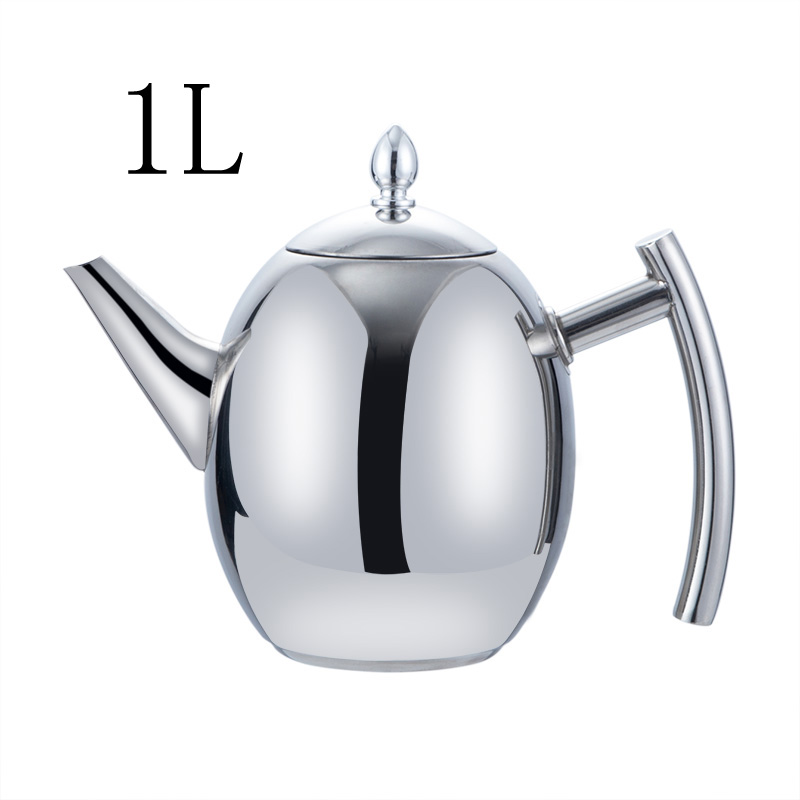 Stainless Steel Tea Pot Coffee Pot With Filter Hotel Restaurant Induction Cooker Tea Kettle Water Pot 1L/1.5L: Silver 1L