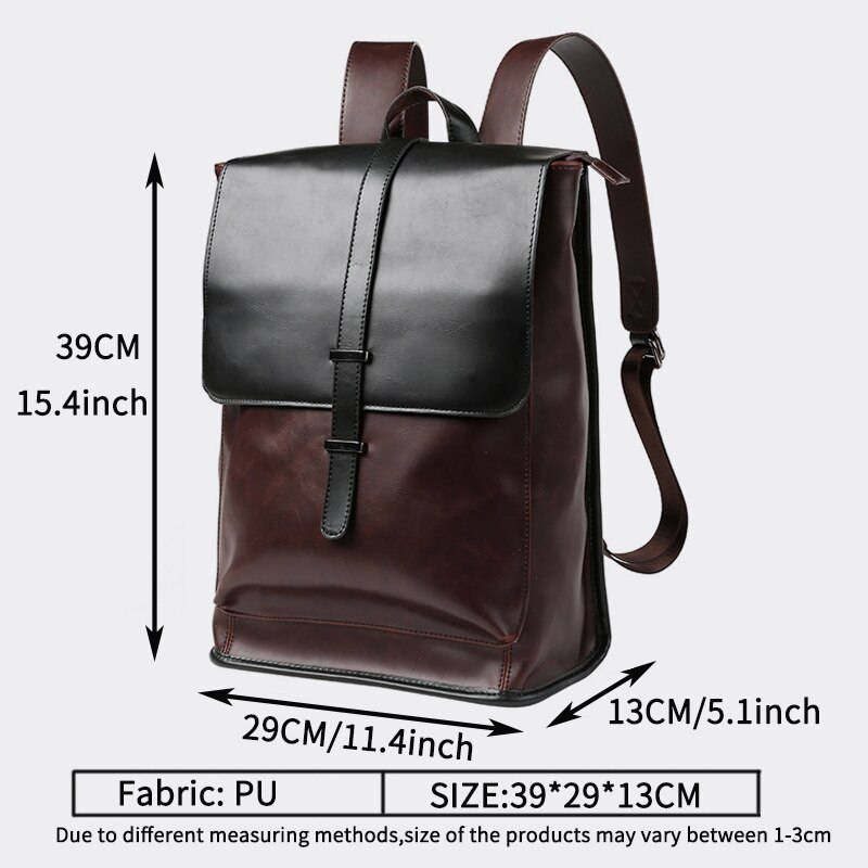 Vintage Laptop Leather Backpacks for School Bags Men PU Travel Leisure Backpacks Retro Casual Bag Schoolbags Teenager Students