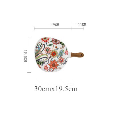 Nordic Diner Borden Keramische Schotel Steak Salade Lade Met Houten Handvat Kerst Steak Platen Home Decor Ovale Gerechten: Medium