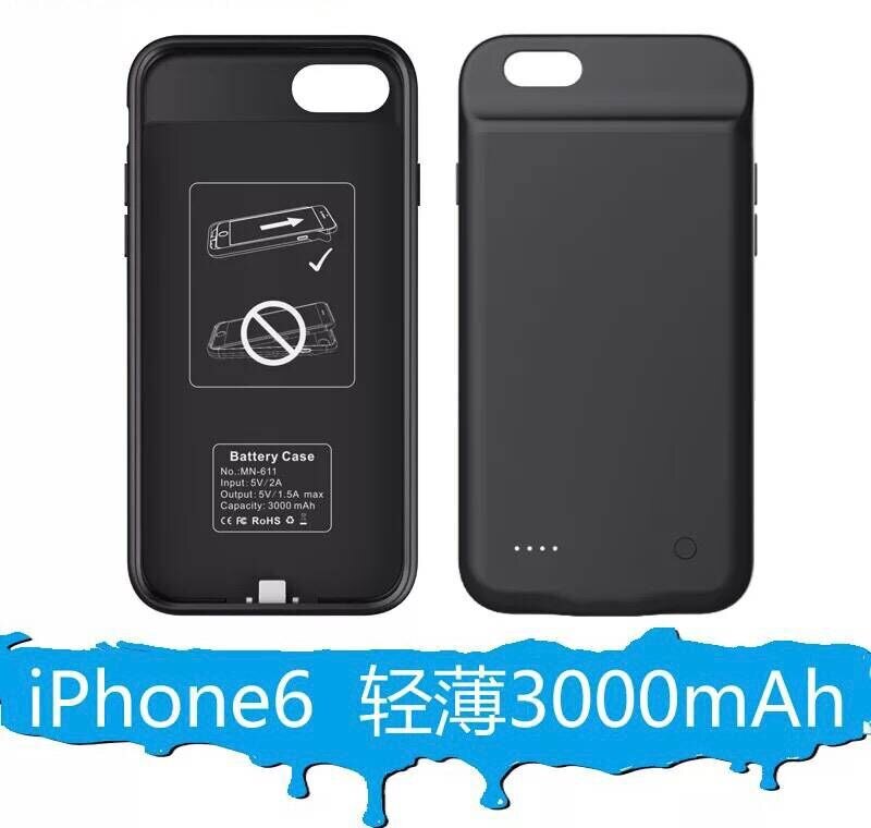 Vraiment Capacité 3000mAh pour Iphone 6 6s 7 8 Plus Boîtier De Batterie Externe Portative de Chargeur de Batterie De Banque D'alimentation de Secours Rechargeable