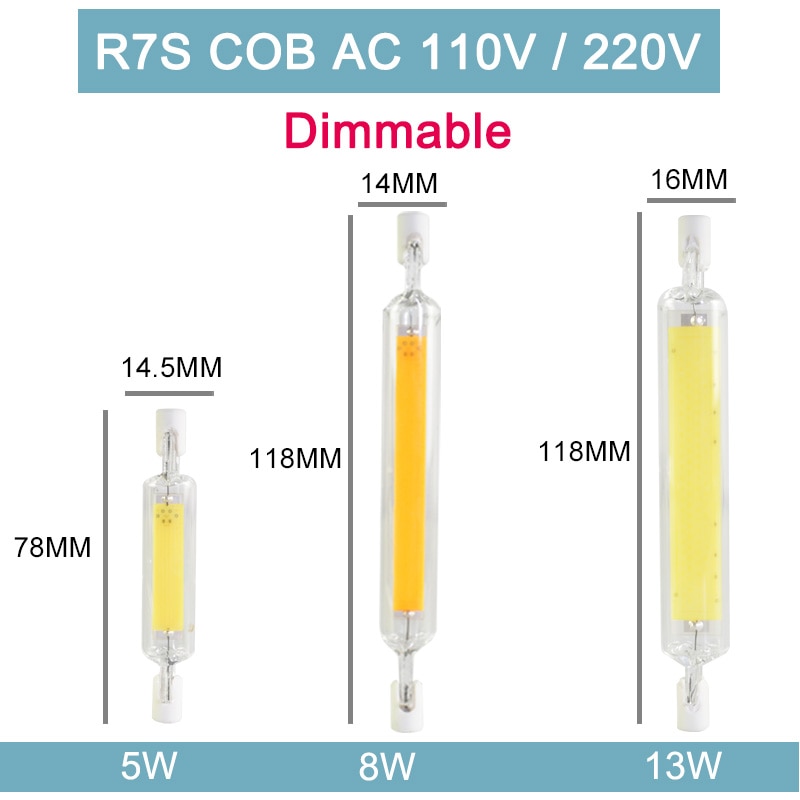 R7S Led Lamp COB Glas Spot Light led Lamp 78mm 6W 118mm 15W Vervangen Halogeen AC 110V 220V 50W 100W Schijnwerper Spot Light lamp