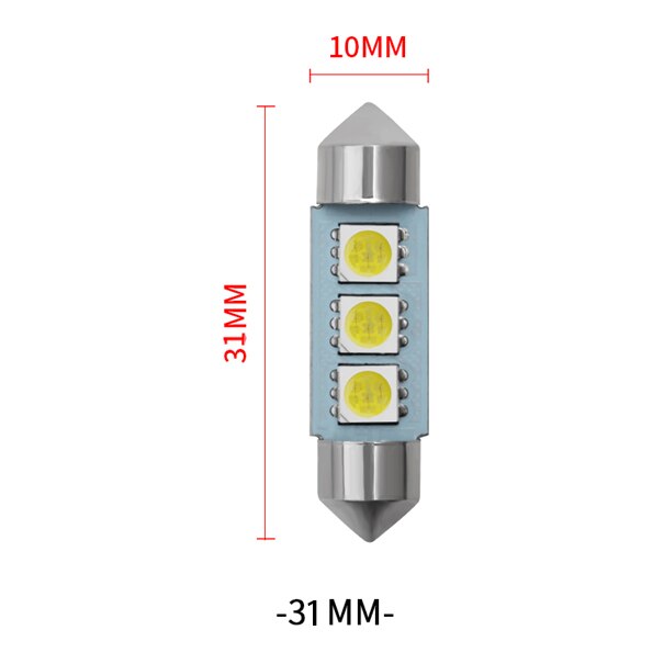 1Pcs 36mm 39mm C10W C5W 3SMD 3 SMD 5050 LED CANBUS Festoon Bulb Car Licence Plat