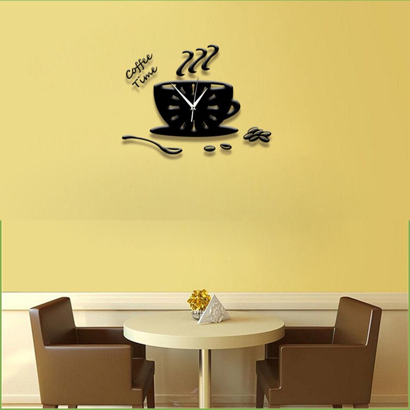 verrotten Kaffee Tassen Uhr Zauberstab Aufkleber Moderne 3D DIY Acryl Stiker Horloge Uhr Küche Freizeit Ort Schlafzimmer Wohnkultur