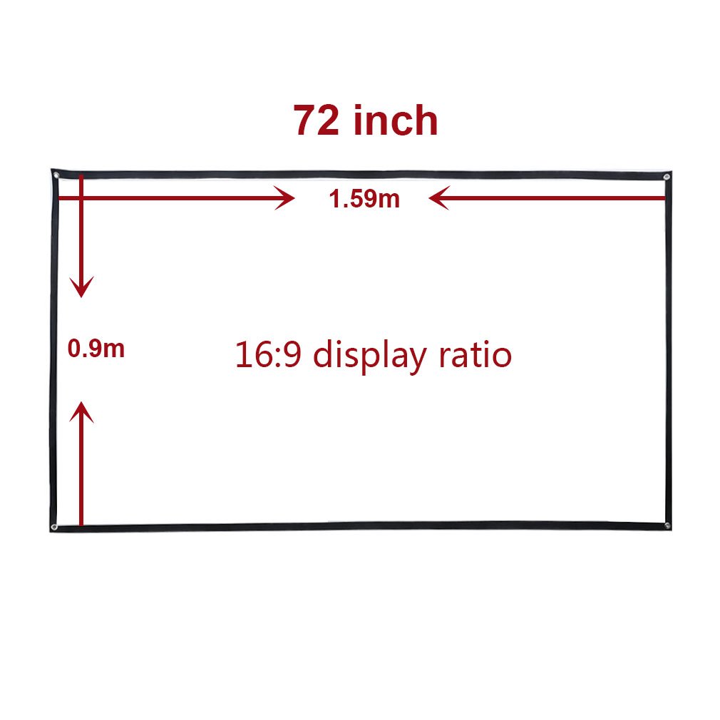 72 inch 16:9 Portable White Projector Screen Fabric Material Folded Projection Screen High-definition Curtain