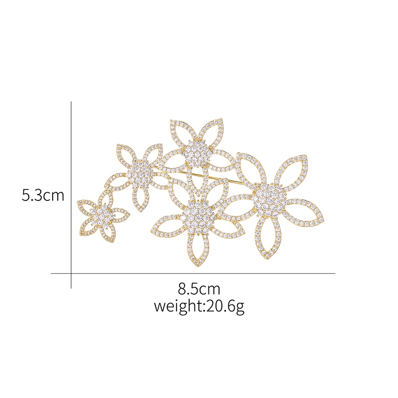 WEIMANJINGDIAN Shinning Cubic Zirconia CZ Crystal Micro-pave Flowers Brooch Pins for Women or Wedding