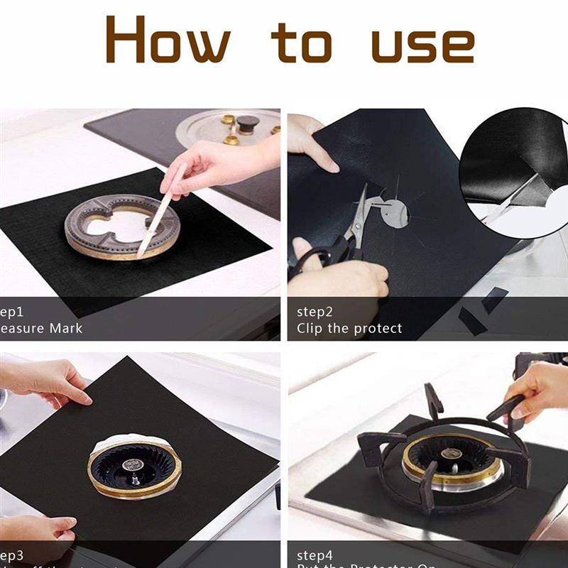 Gas Hob Protector Universal Heavy Duty Oven Liners Teflon Sheets (Black)