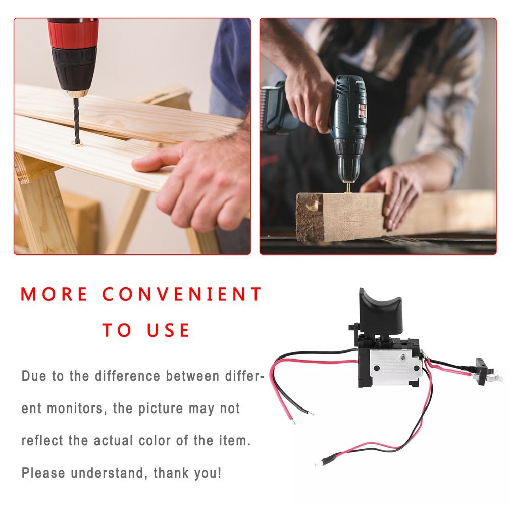 Dc 12V 16A Elektrische Boor Schakelaar Draadloze Trigger Switch Met Kleine Licht Voor Power Tools Accessoires Zwart