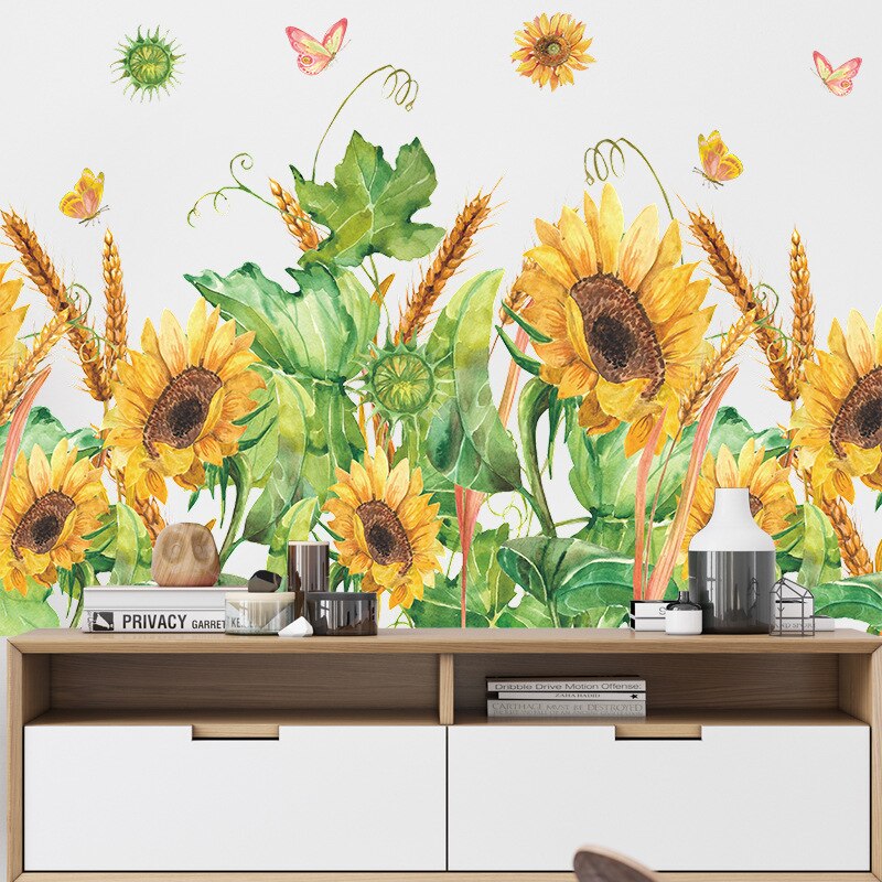 Varios Pared de flores pegatinas zócalo etiqueta de la pared para sala dormitorio pasillo decoración de la pared removible calcomanías decoración del hogar