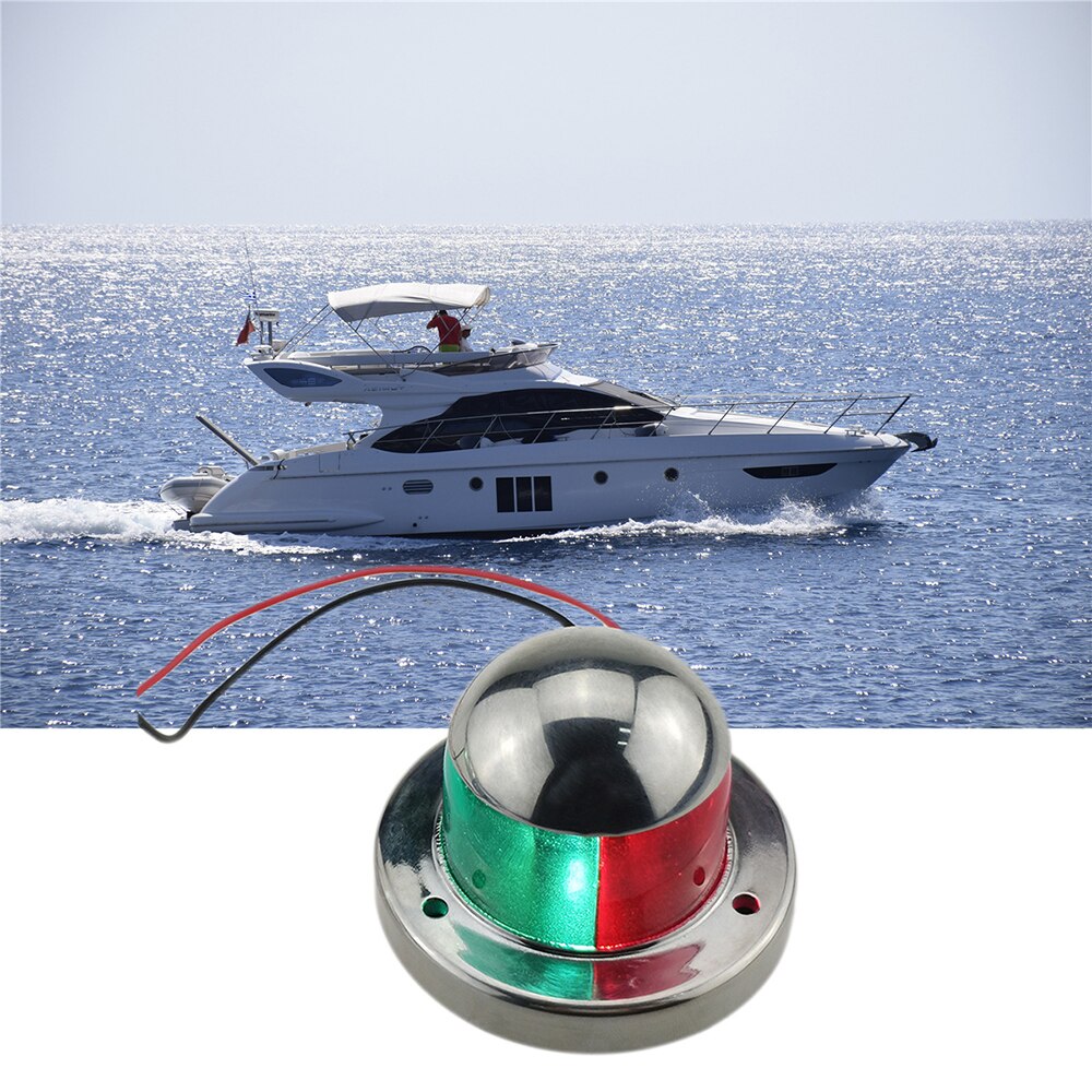 12V Stainless Steel Red Green LED Navigation Lights Boat Marine Indicator Spot Light Marine Boat Yacht Sailing Light
