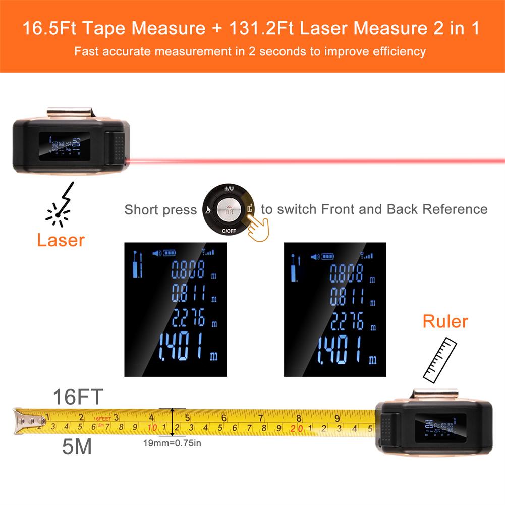 Infrared Level Line Tape Multipurpose Horizon Vertical Measure Inch Ruler Retractable Rangefinder Measuring Diagnostic Tool