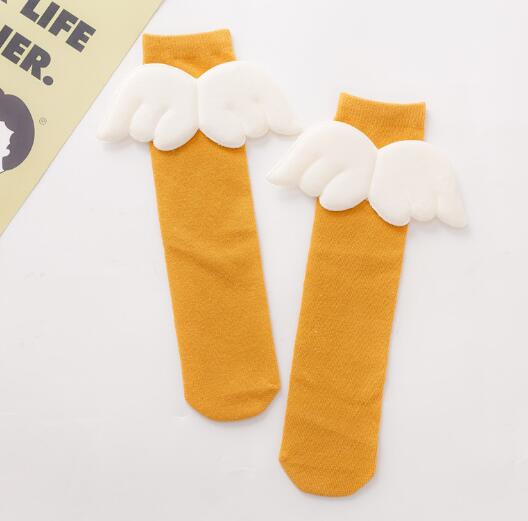 2020new pile of socks wings spring and autumn baby socks children in the tube warm wings antler socks: dark yellow wing