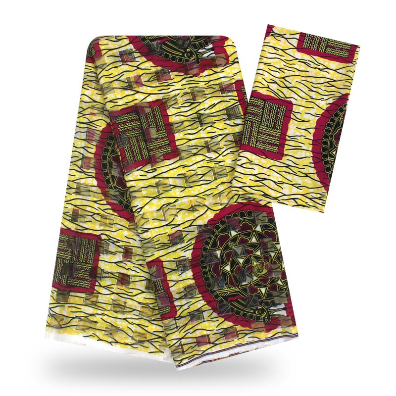 digital Organza silk fabric 3 yards+3 yards Chiffon african print ankara fabric satin silk fabric silk fabric: YJ851118S3
