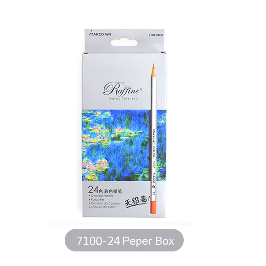 Marco 24/36/48/72Colors Raffine Soft Non-toxic Color Pencil lapis de cor Oil Colored Pencils for School Supplies: 24 colors paper box