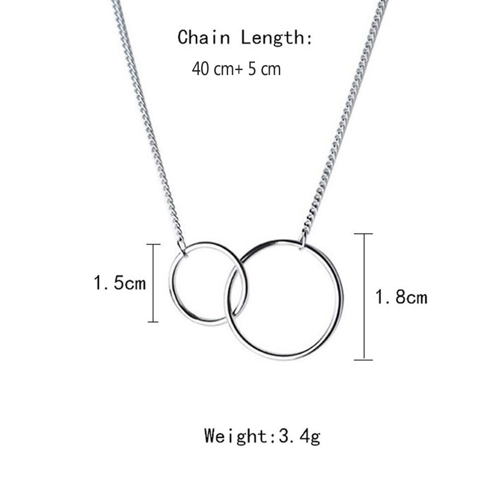 To My Sister Interlocking Chain Necklace Double Circle 3 Colors Round Circles Infinity Necklace for Women Christmas