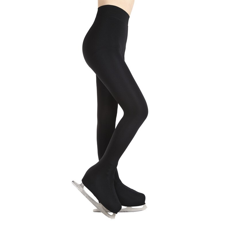 Children Figure Skating Tights Footed For 110 to 165cm Height Pantyhose Pants Flesh-Colored Black All-inclusive: Black (130-155cm) M