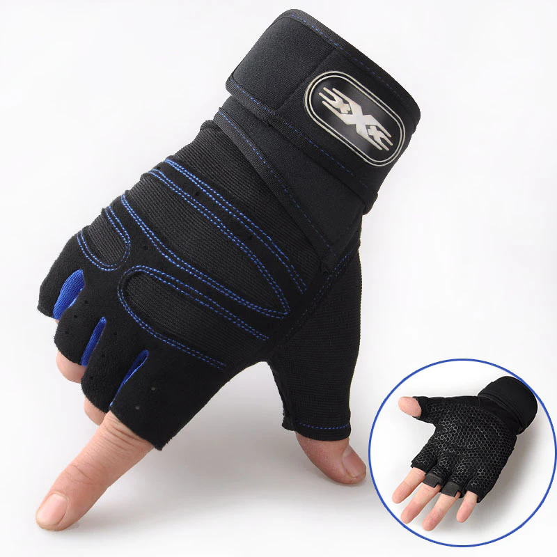 Gymhandschoenen voor dames heren Fitness Gewichtheffen Polsband Handschoenen Body Building Training Sportoefening Fietshandschoen Schokbestendig: Black / L