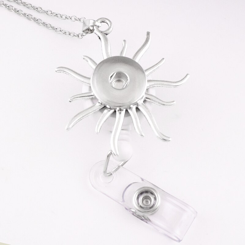 Badge Reel ID holder, retractable badge holder 18mm snap button wing flower jewelry Fishing line NA579: Y