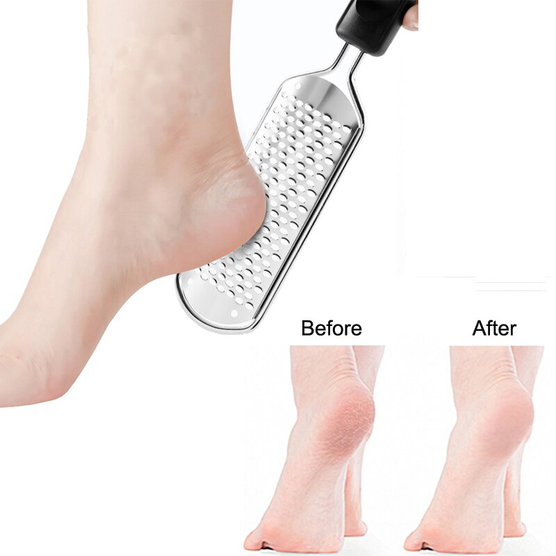 Râpe à pied professionnelle en acier inoxydable, Kit d&#39;outils de pédicure, pour enlever les callosités, Double face, 1/4 pièces