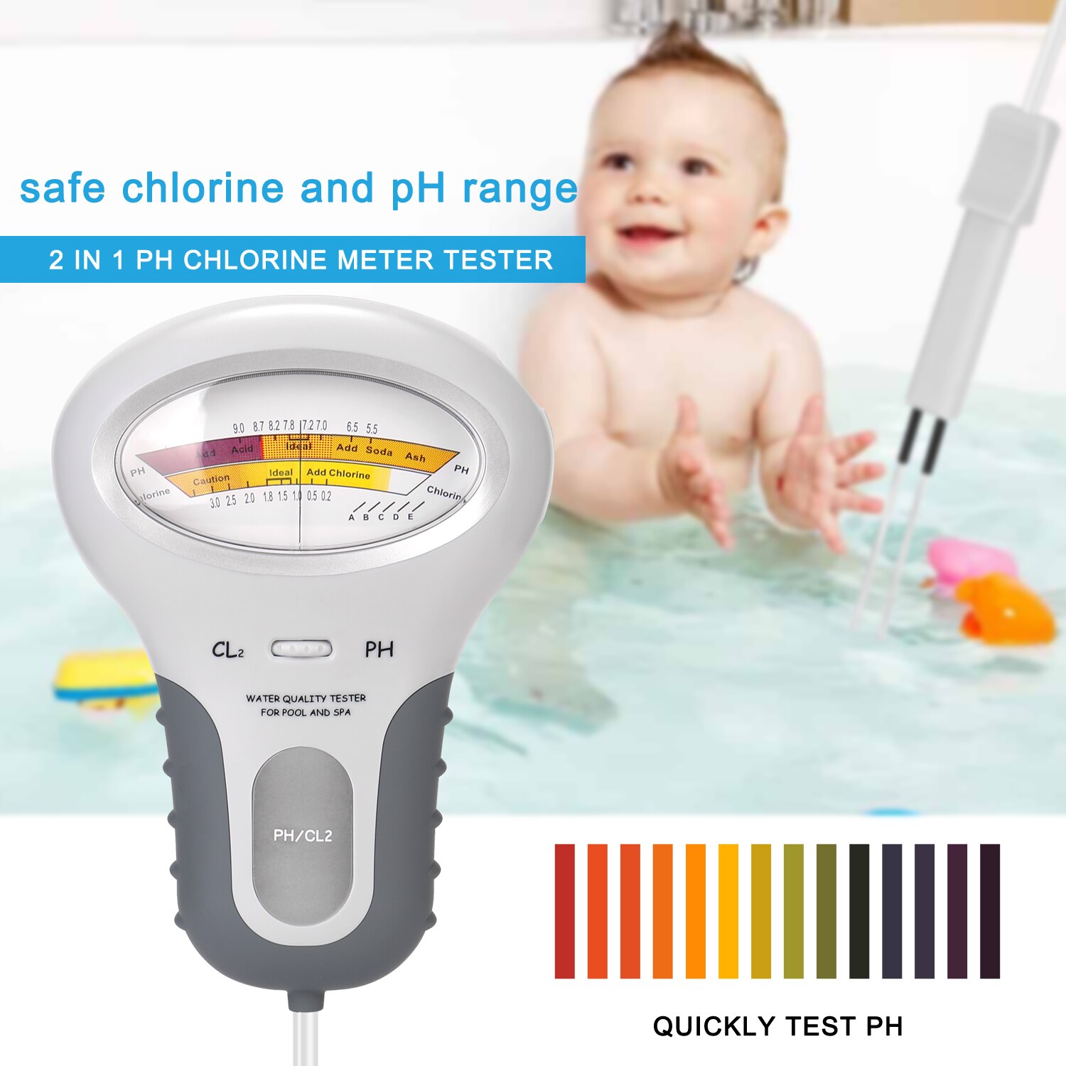 2 In 1 Ph Chloor Meter Tester PC-101 Ph Tester Chloor Water Testen Apparaat CL2 Meten Voor Zwembad Aquarium