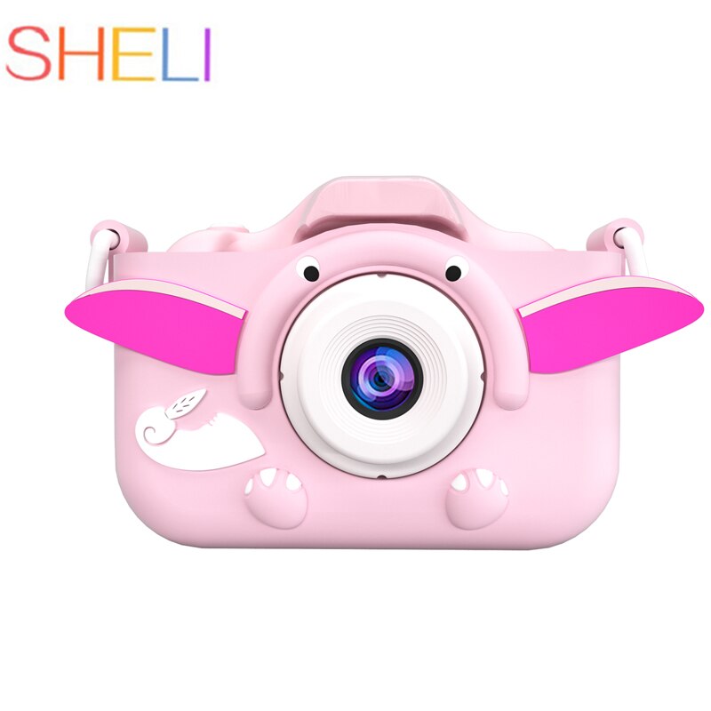 Sheli kindercamera speelgoed schattige camera oplaadbare digitale camera mini scherm baby speelgoed educatief speelgoed buiten baby: Roze vlieg olifant