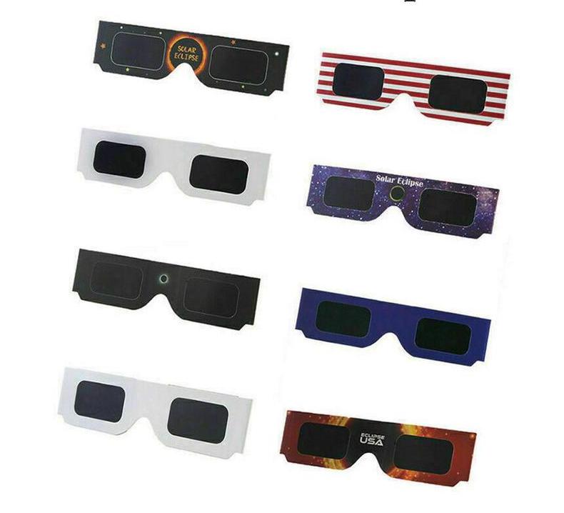 10 Stuks Wit Frame Papier Zonsverduistering Bril Totaal Kleuren Observatie Solar Willekeurige Bril Eclipse W2M6: Default Title