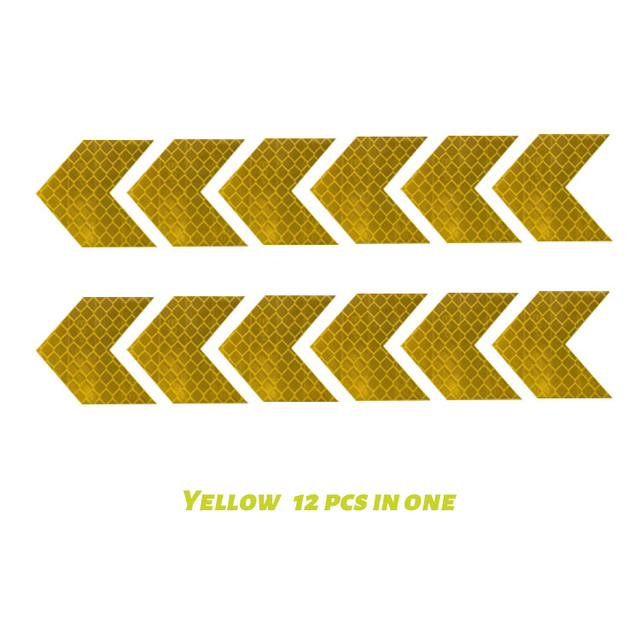 12Pcs Bike Reflecterende Stickers Fiets Spatbord Sticker Auto Motorfiets Fluorescerende Waarschuwing Decor Fietsen Lichtgevende Protector: Yellow 12pcs in one