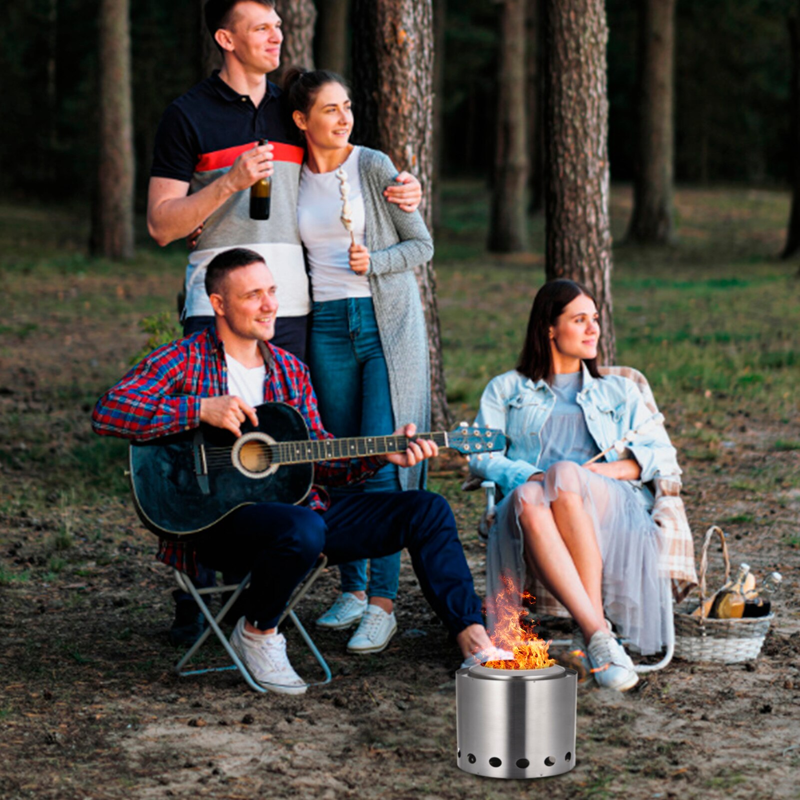 Large Size Camping Wood Stove Split Portable Camping Stove Smokeless Fire Furnace Backpacking Furnace