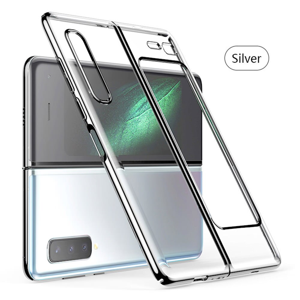 Étuis de téléphone de luxe en Fiber de carbone pour Samsung Galaxy pli étui clair mince couverture pour Samsung pli Coque antichoc: Argent