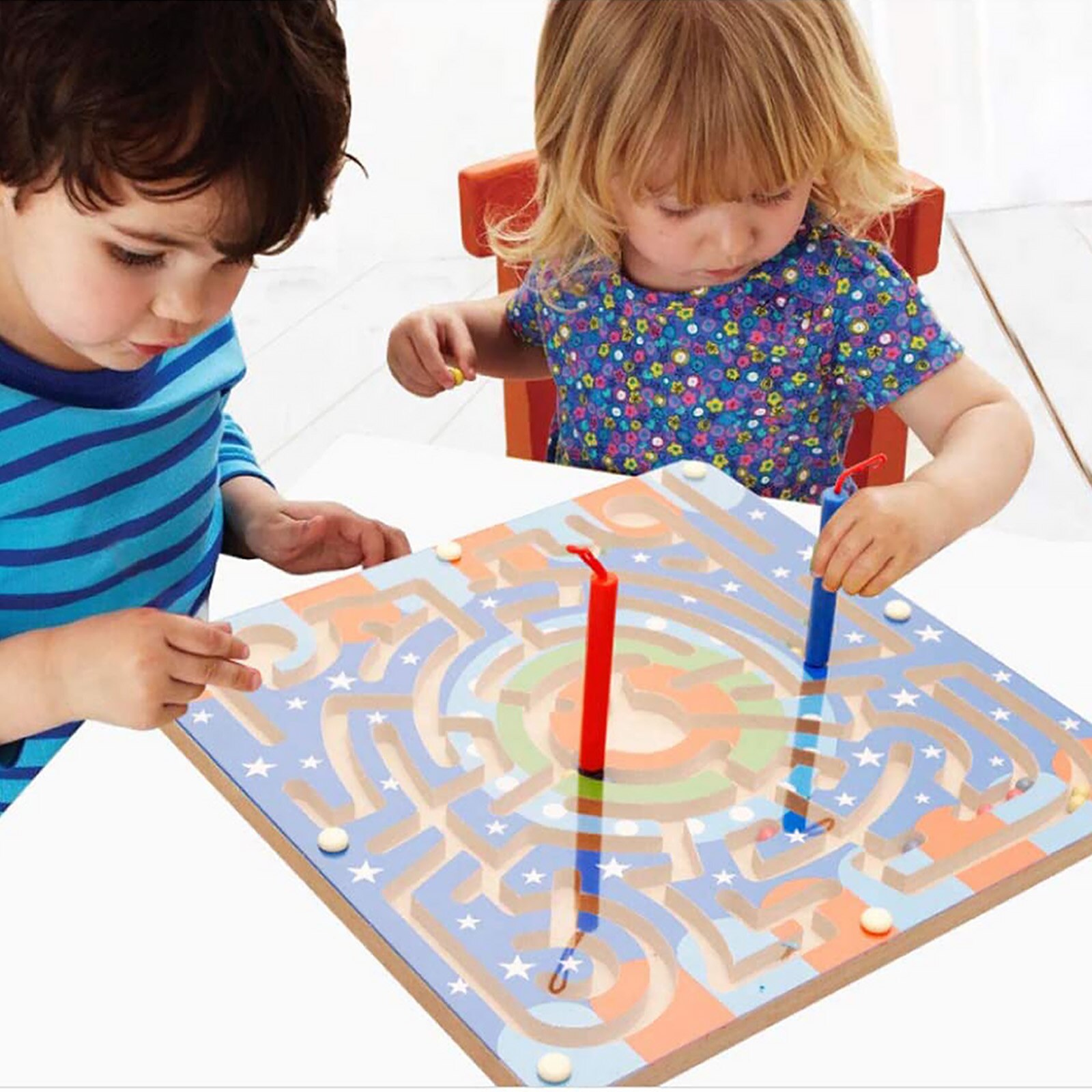 Magnetische Bal Pen Doolhof Puzzel Product Kan Verbeteren De Baby 'S Vermogen Om Kleuren Herkennen Ring Track Houten Circular Kralen Doolhof