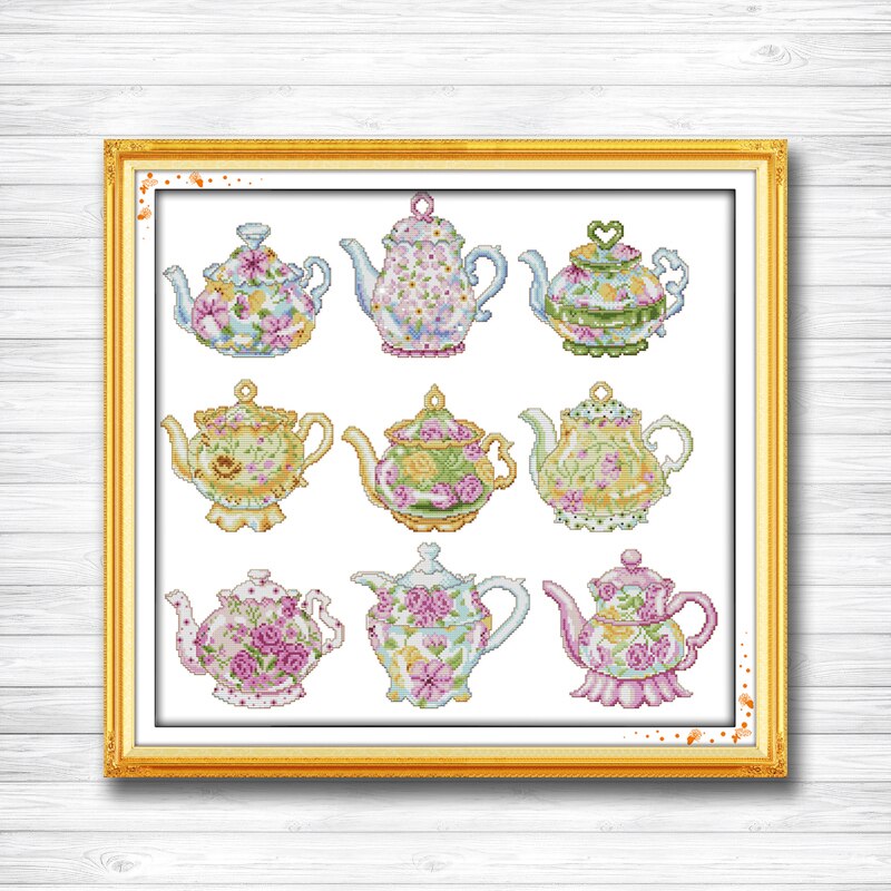The teapot series home decor painting dmc 14CT 11CT counted cross stitch kits embroidery set Needlework Set chinese cross stitch