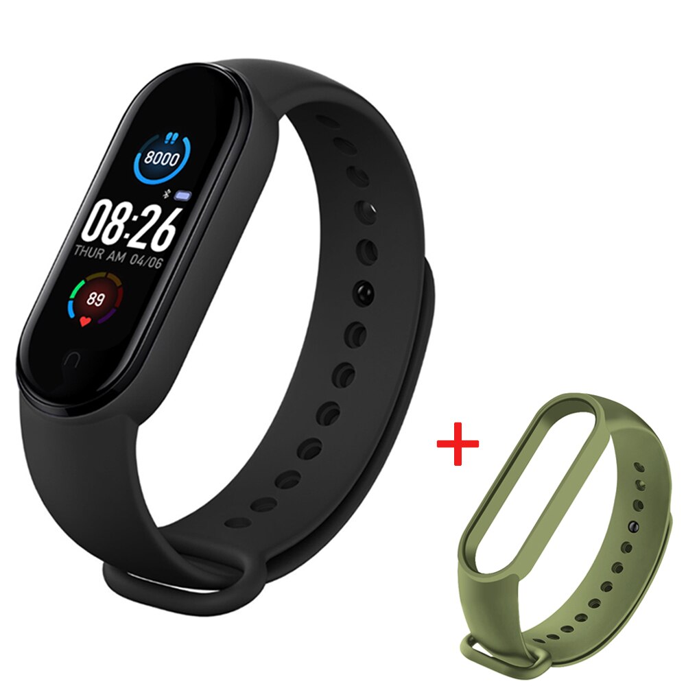 M5 Smart Bracelet Heart Rate Blood Pressure Health Waterproof Smart Watches M5 Bluetooth Watch Wristband Fitness Tracker: with deepgreen strap