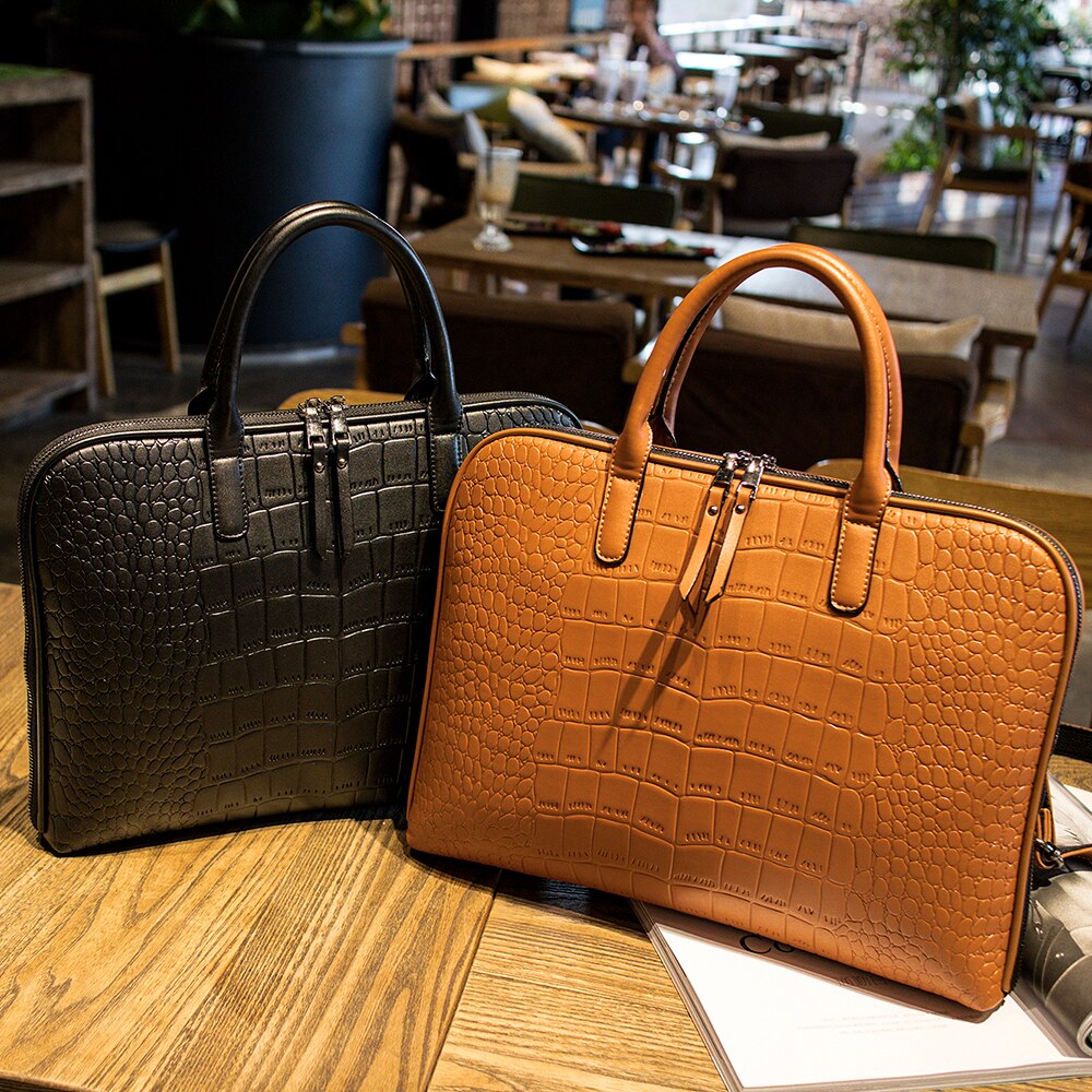 Maletín de negocios para mujer, bolso de mano de cuero, bolsos de mano informales para mujer, 13 14 15 pulgadas, bolso para ordenador portátil, bolsos de hombro para oficina, maletines para mujer
