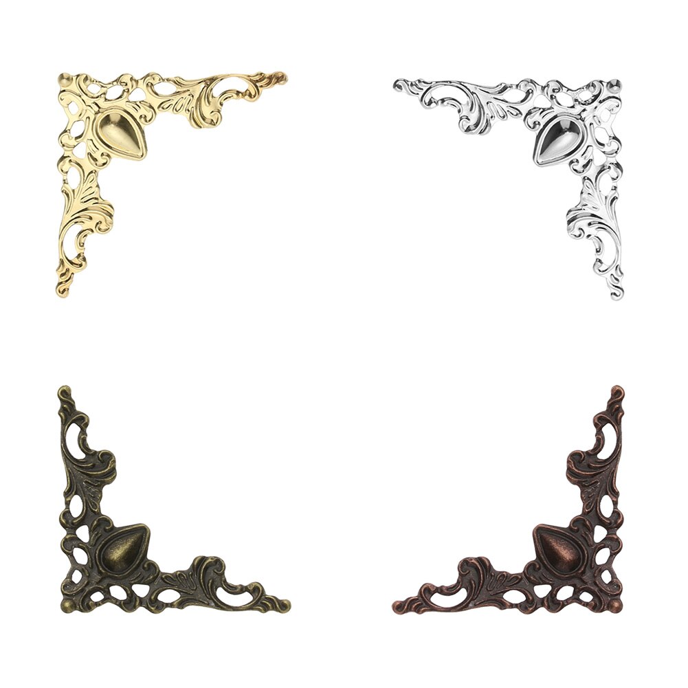 4Pcs Metal Corners Antique Gold Bronze For Book Photo Furniture Box Corner Piece Decorative Protectors Metal Crafts DIY Ornament