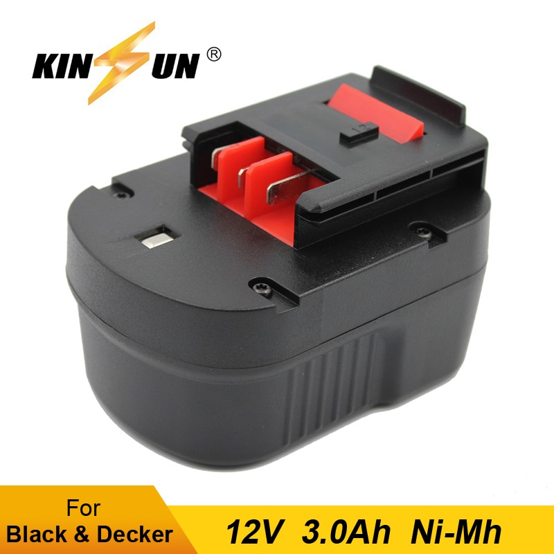 KINSUN Replacement Power Tool Battery 12V 3.0Ah Ni-Mh for Black & Decker Cordless Drill Screwdriver A12 A12-XJ A12EX BD12PSK
