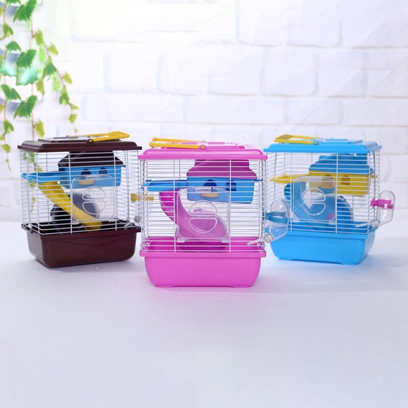 Jaula para mascotas hámster cabaña con tragaluz transparente Casa de doble capa para hámster mascota hámster dorada azul
