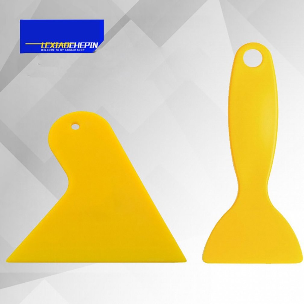 Auto Film Gereedschap Geel Schraper Plastic Auto Licht Film Driehoek Schraper Glas Venster Mobiele Telefoon Film Kleine Schraper