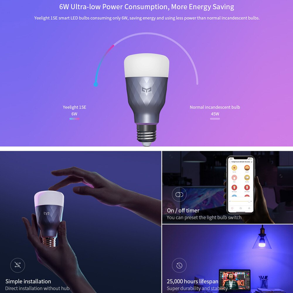 Smart Light Bulb LED RGB Colorful Synchronized With The Music Rhythm Smart E27 Lamp Night Light For Alexa Assistant