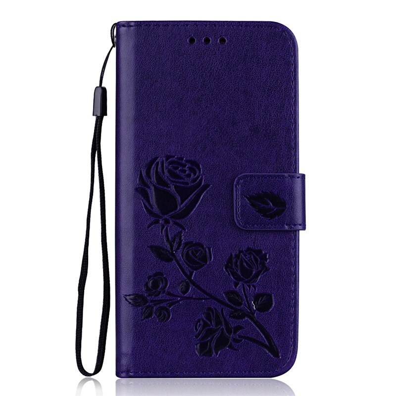 Funda de cuero Rosa flor para Xiaomi Redmi 5A funda con tarjetero Flip Wallet funda para Xiaomi Redmi 5A a5 funda teléfono Capa Coque: Purple