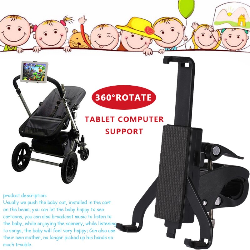 Kids Tablet Holder Support Rotatable Baby Stroller Accessories Universal Adjustable Mount Bracket Stander Infant Outdoor Study