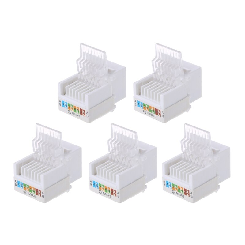 5 stk cat 5e utp netværksmodul værktøjsfri  rj45 stik kabel adapter til forstærker