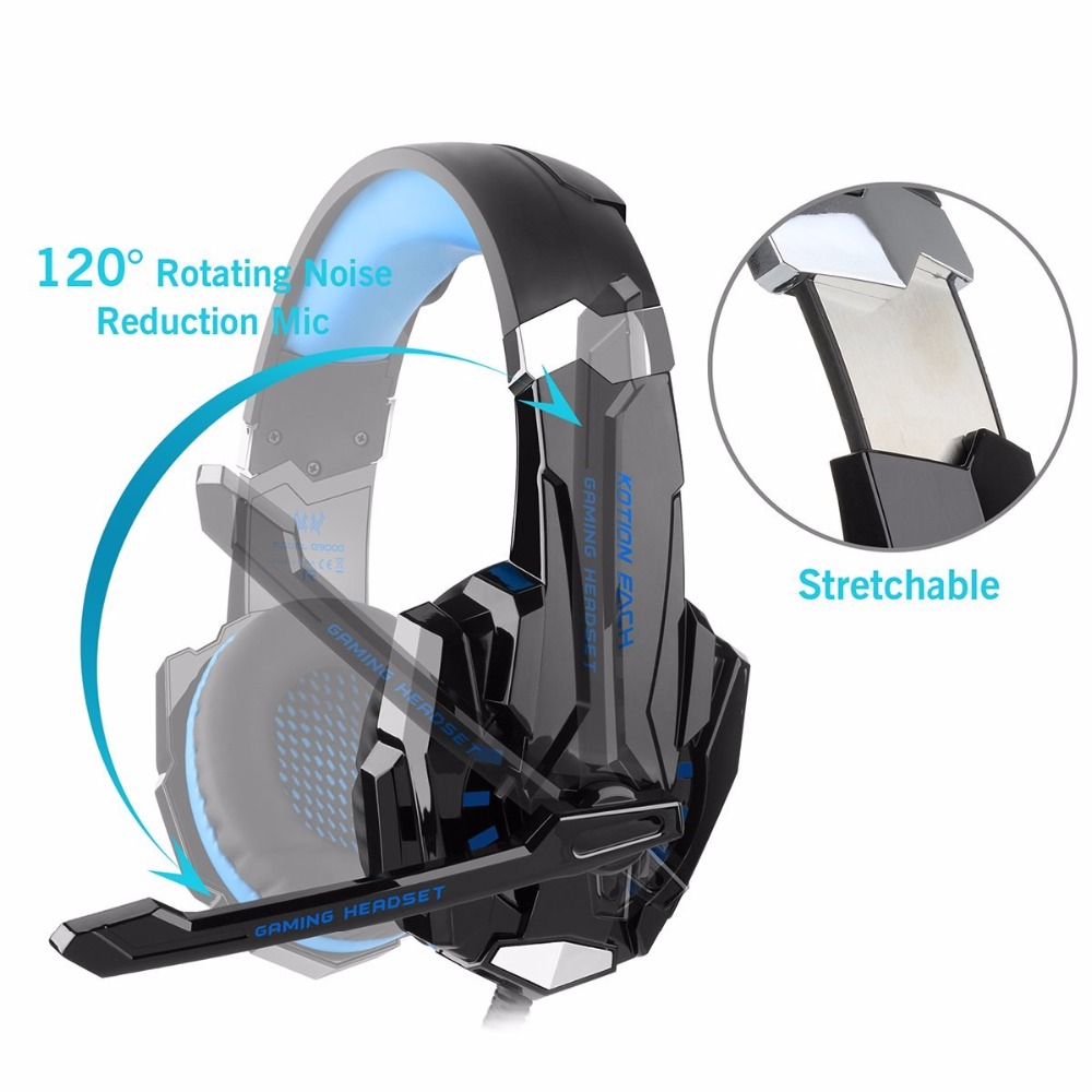 KOTION EACH G9000 gra słuchawki 3.5mm słuchawki PS4 słuchawki do gier słuchawki z mikrofonem na PC Laptop playstation 4