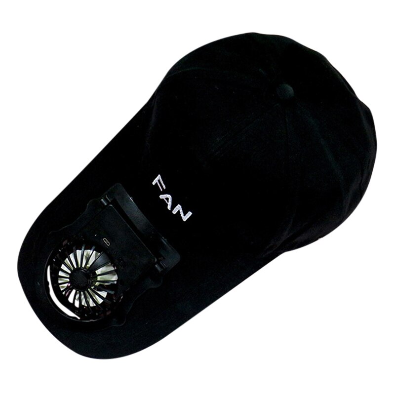 Casquette de chargement USB avec ventilateur nouveauté chapeau de golf de Baseball casquette à visière chapeau de soleil sur la casquette casquette à rabat avant casquette de chapeau avec ventilateur: Black