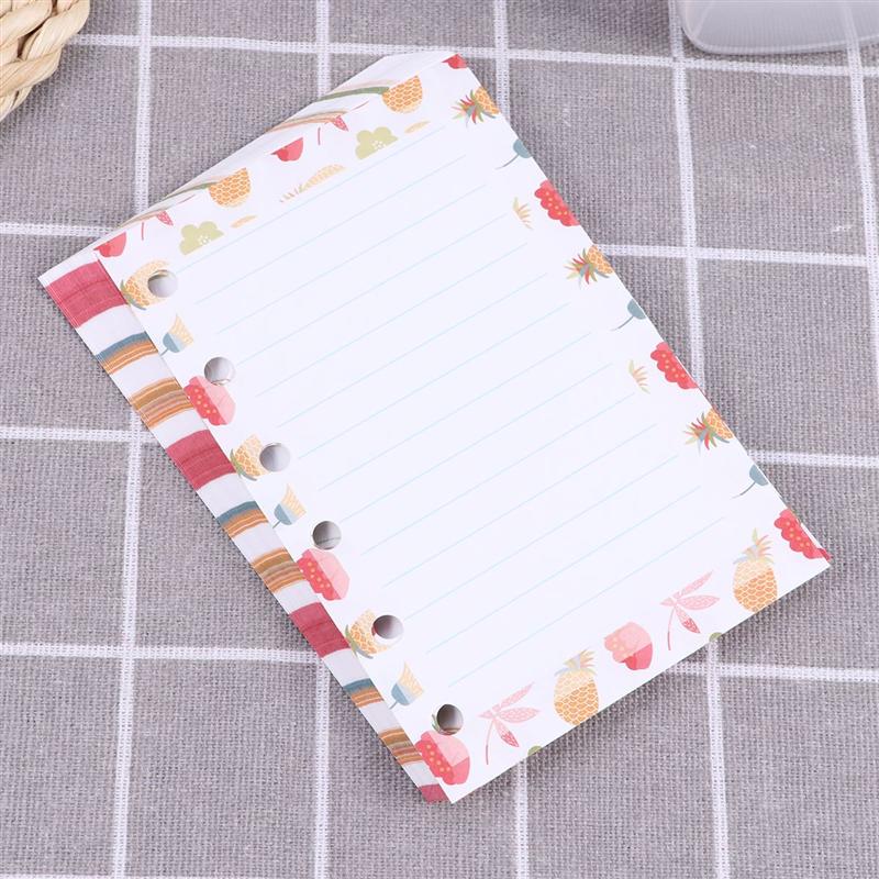 40 feuilles colorées A7 taille 6 trous bande dessinée papier Bouquet lignes horizontales remplissage papier recharges pour spirale cahier planificateur bloc-notes