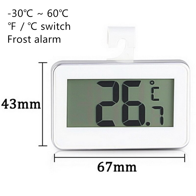 Waterproof Digital Thermometer LCD Digital Screen Precision Refrigerator Thermometer Fridge Freezer with Adjustable Stand: White-silver